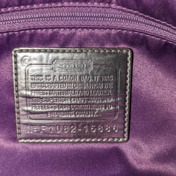 Women's Coach Poppy Purple Plaid Shoulder Bag with Bag Tags - Picture 15 of 15